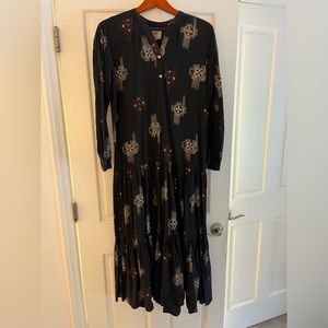 Bsbee Ladak cotton long sleeve dress in washed black size small